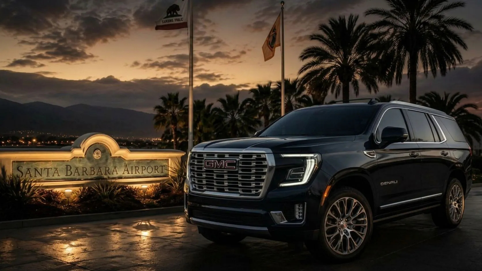 Black GMC Yukon Denali at Santa Barbara Airport